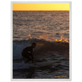 Framed San Diego surfers sunset print hanging on a wall