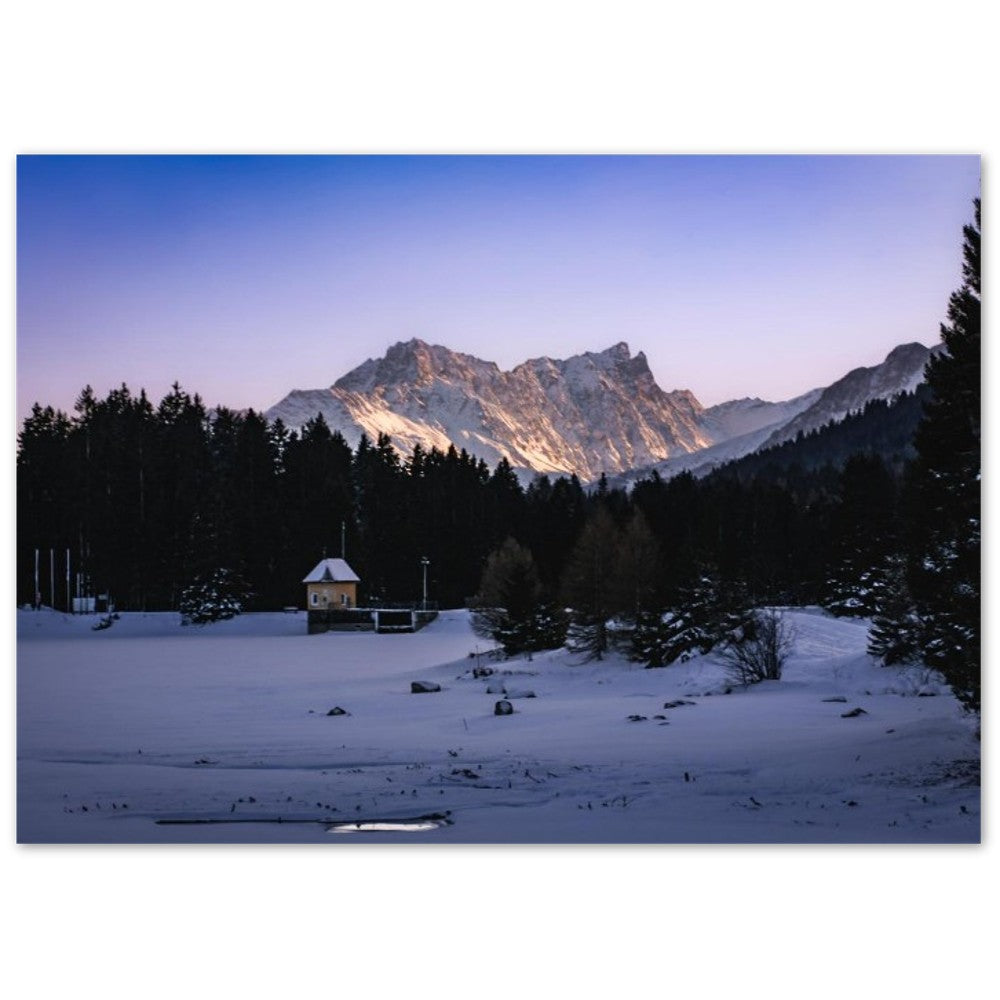 Alpine greeting card held in hand