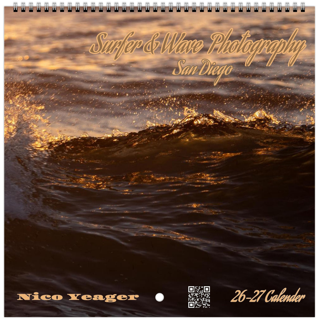 San Diego surfer and wave photography wall calendar