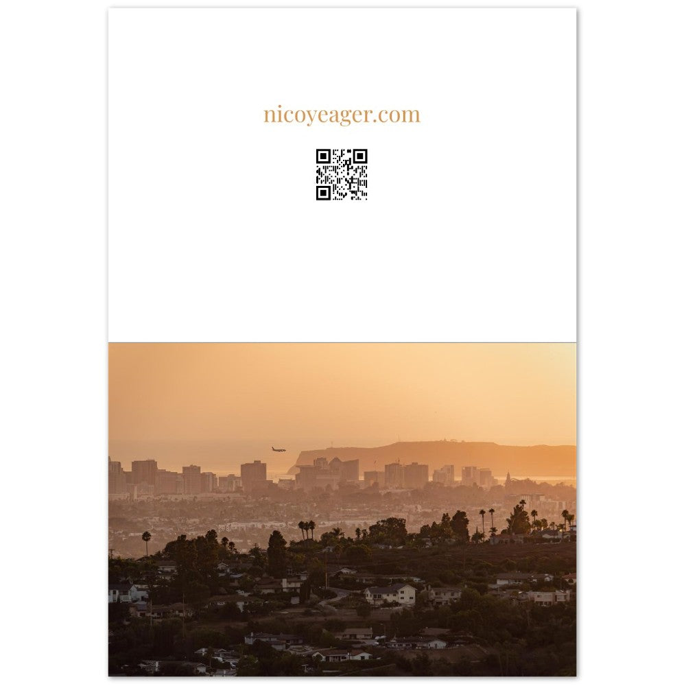 San Diego sunset photography card, inside view