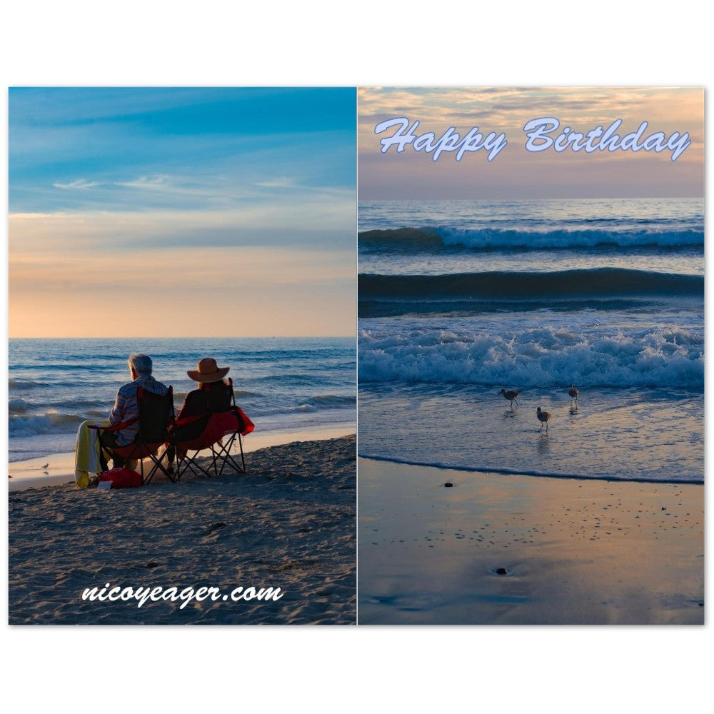 Sunset photography greeting card held in hand