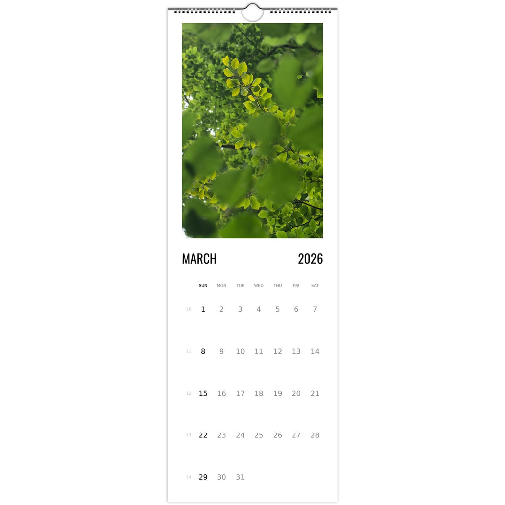 Nature photography calendar showing a monthly spread