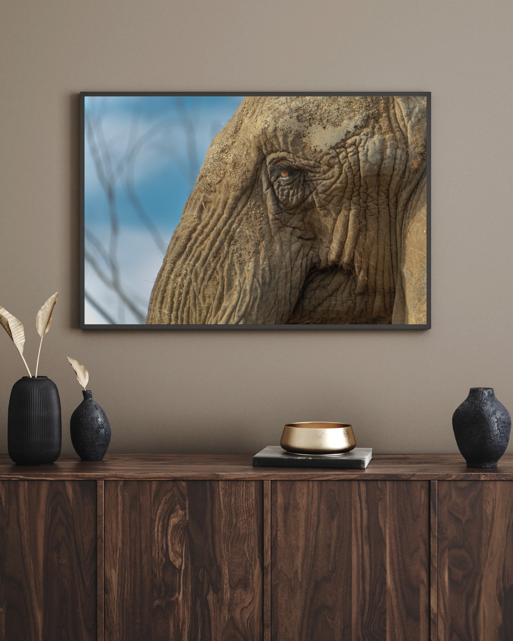 Large elephant wildlife poster shown at full size
