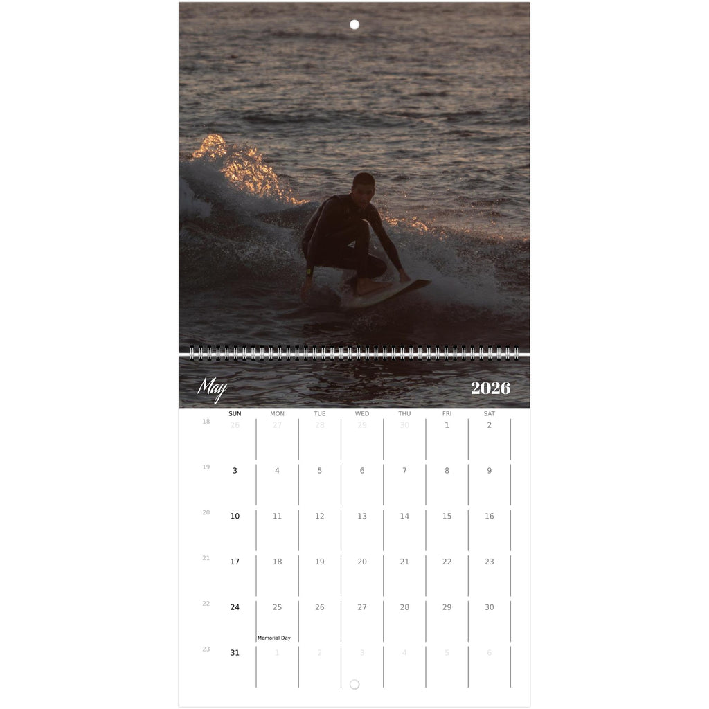 San Diego surf calendar shown closed, cover view