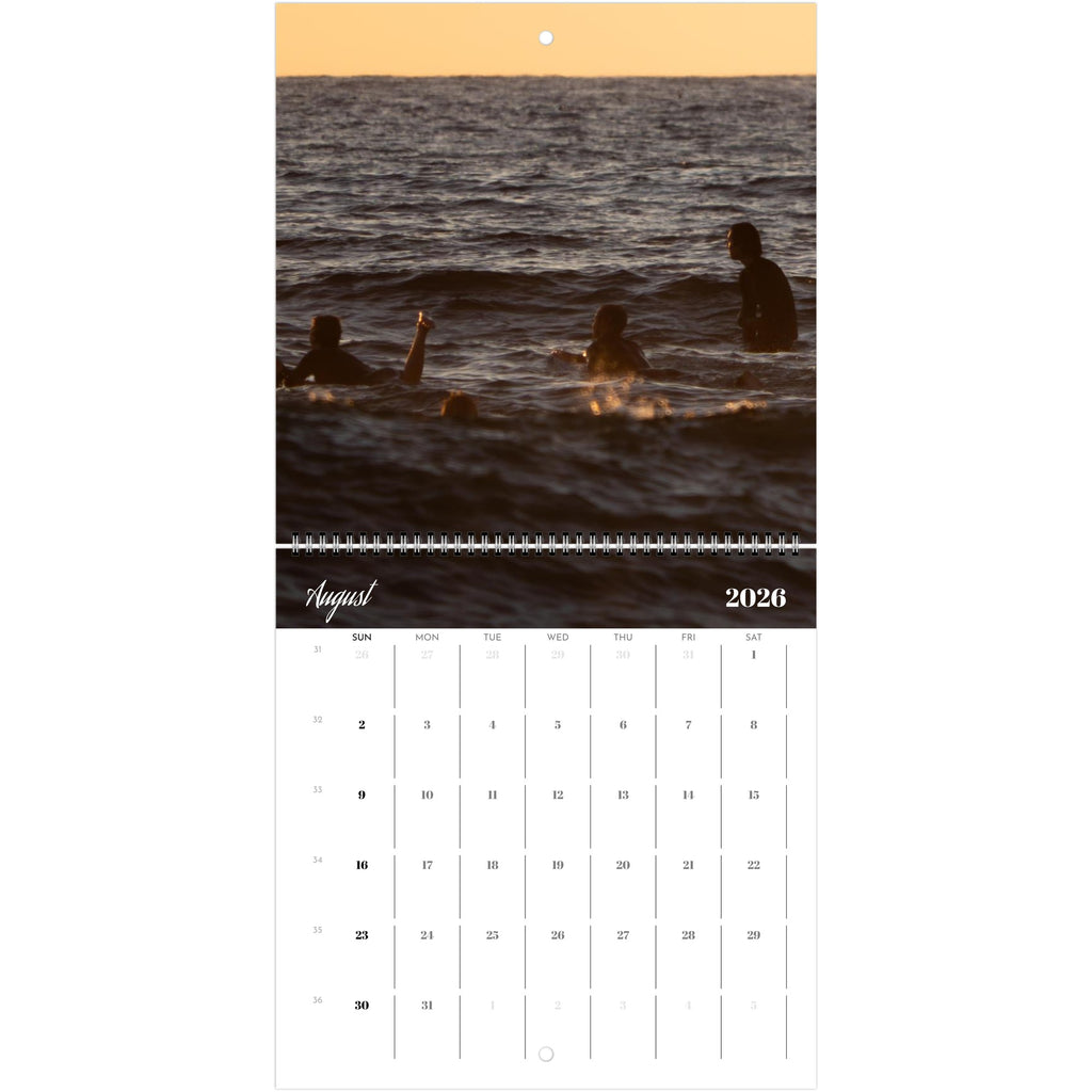 San Diego surf calendar close paper detail