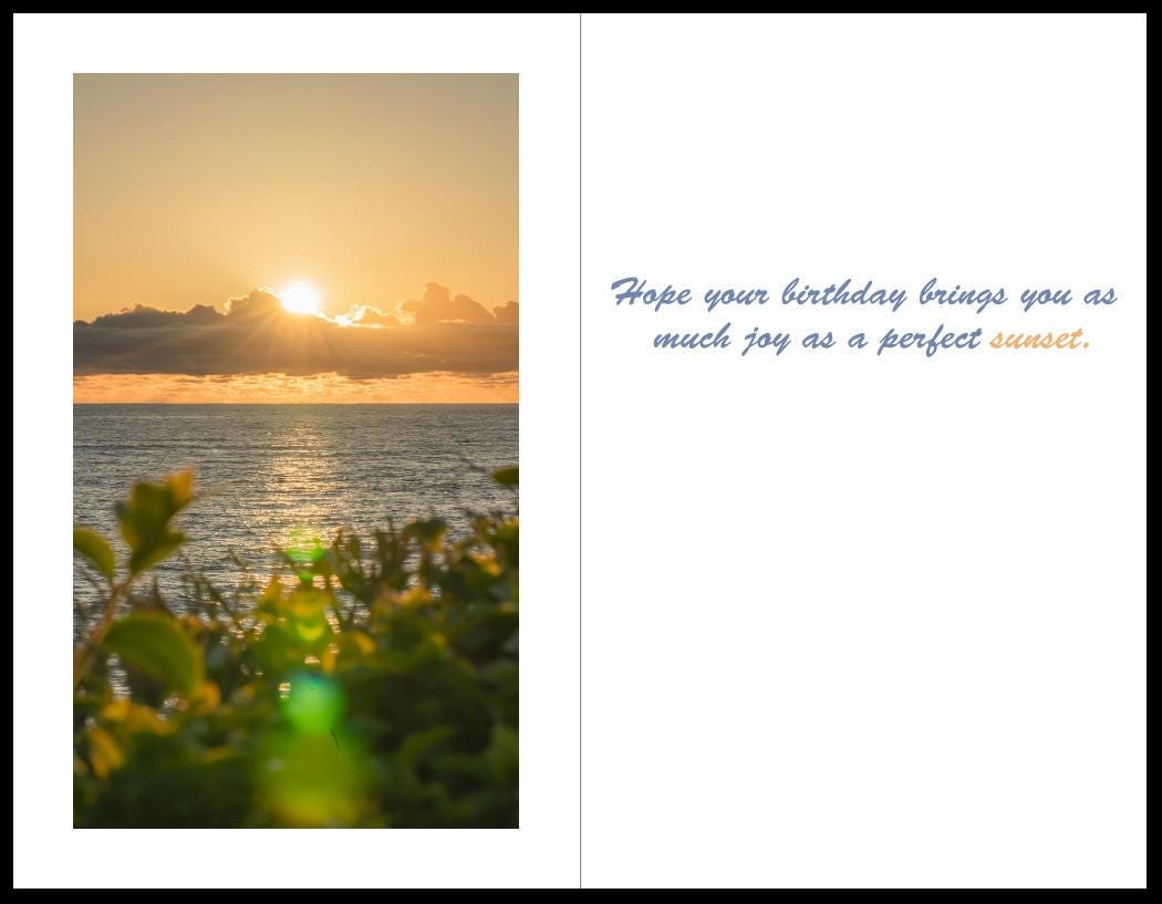 Carlsbad Sunset Birthday Cards, Coastal Sunset Photography Note Cards